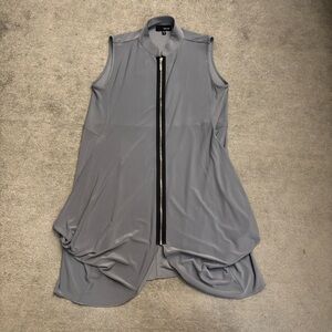 Sun Kim Sleeveless Zip Up Balloon Tunic Dress Gray